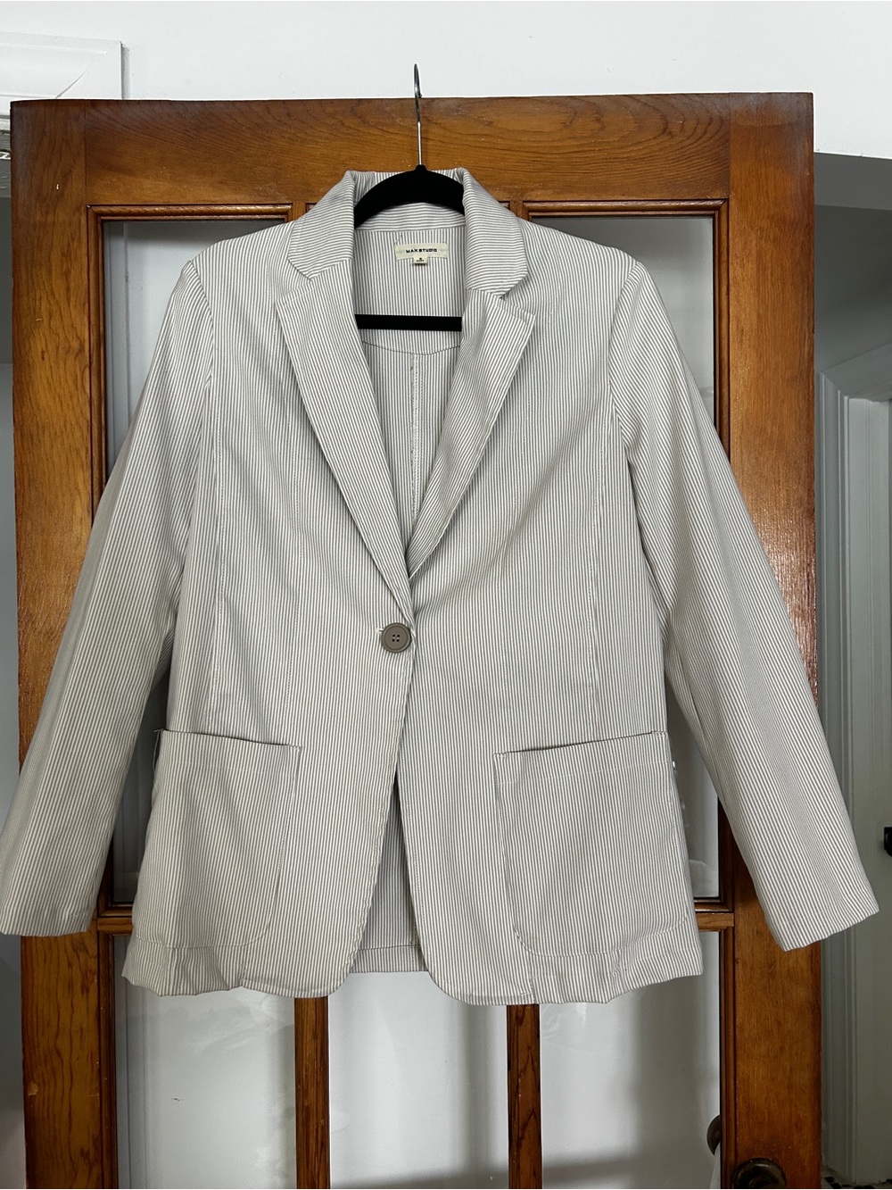 Max Studio Tan/White Striped Blazer